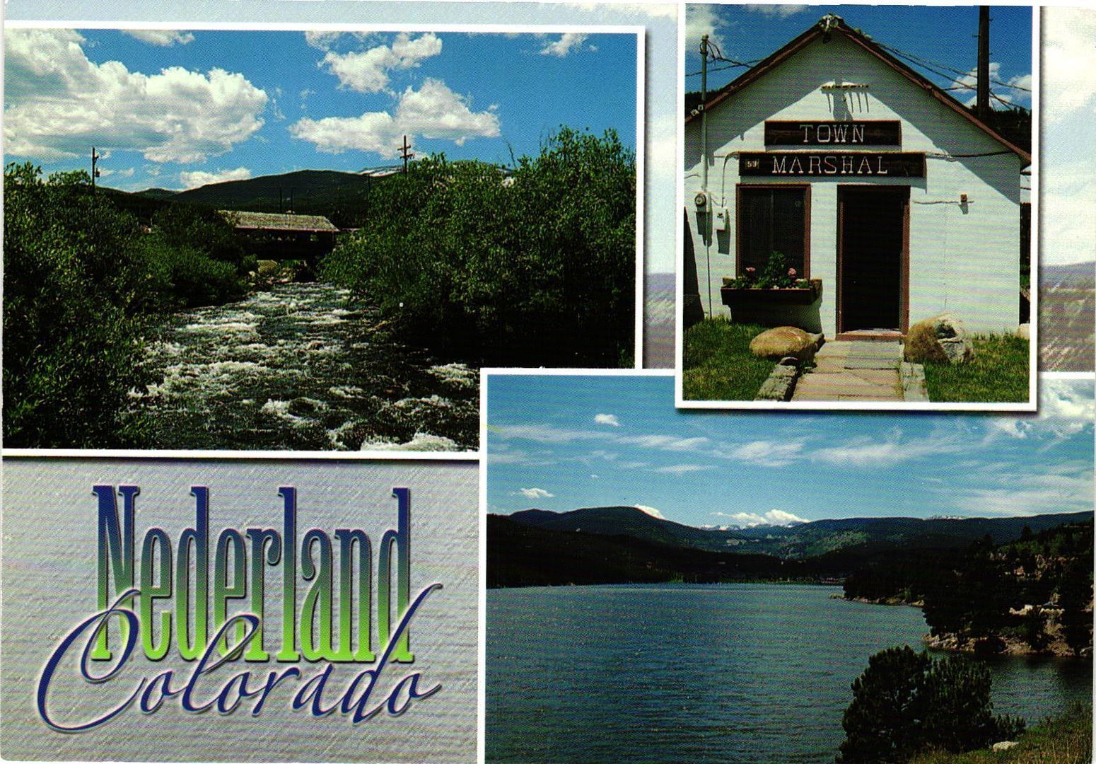 Vintage Postcard 4x6- MARSHAL\'S OFFICE, COVERED BRIDGE, NEDERLAND RESERVOIR, NED