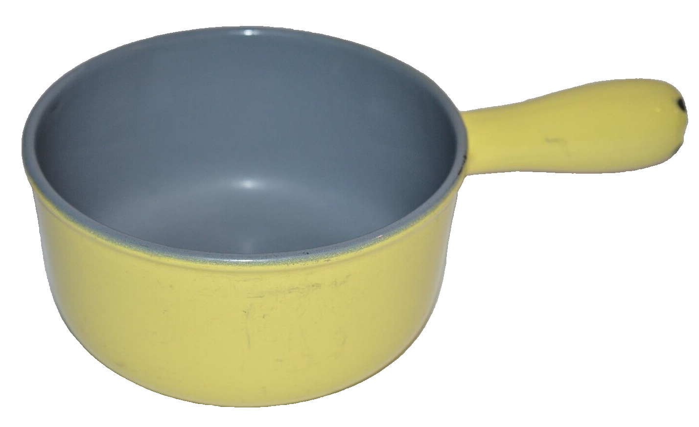 Vtg Descoware 7-A 14 A FE Saucepan Yellow Cast Iron Enamel Belgium Small Pan