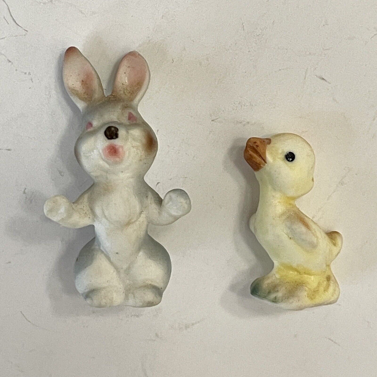 Bunny Duck Tiny Figurine Small Figurines Vintage 2 Pc Lot Bone China Miniature