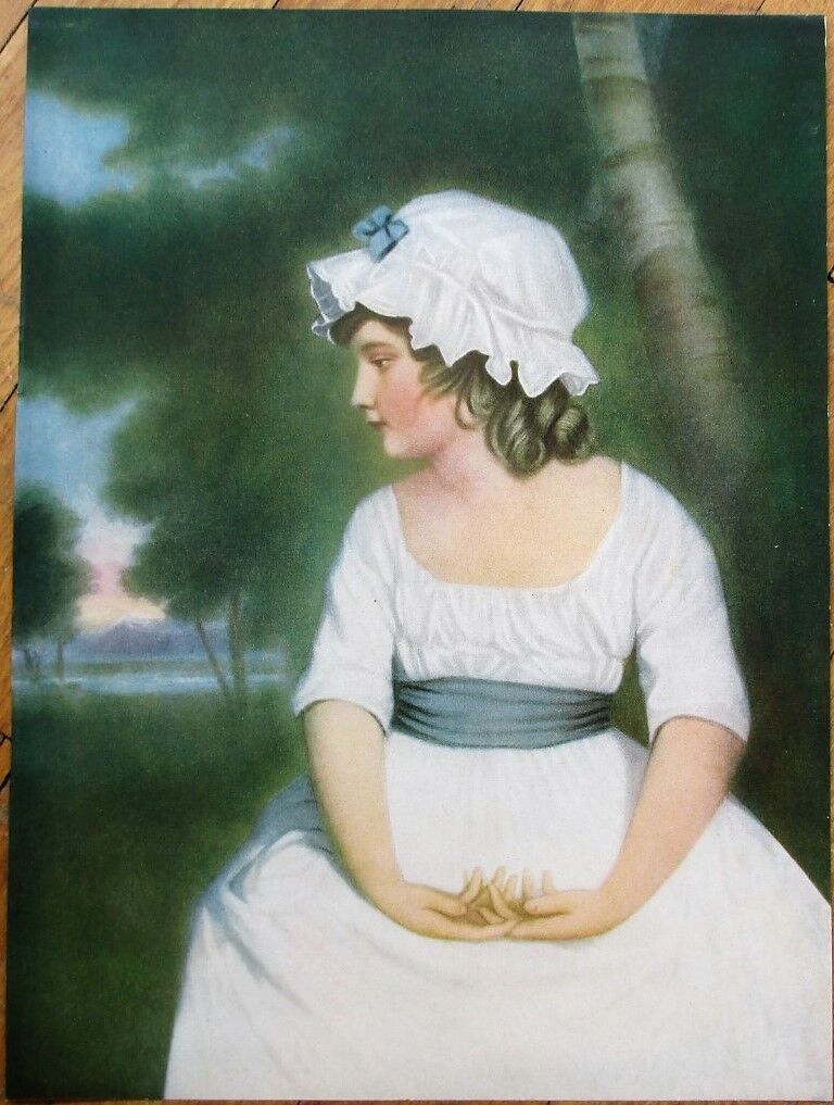 Calendar Print 1940s Little Girl in White Dress, Hat, 9x12 100 Pieces, Children