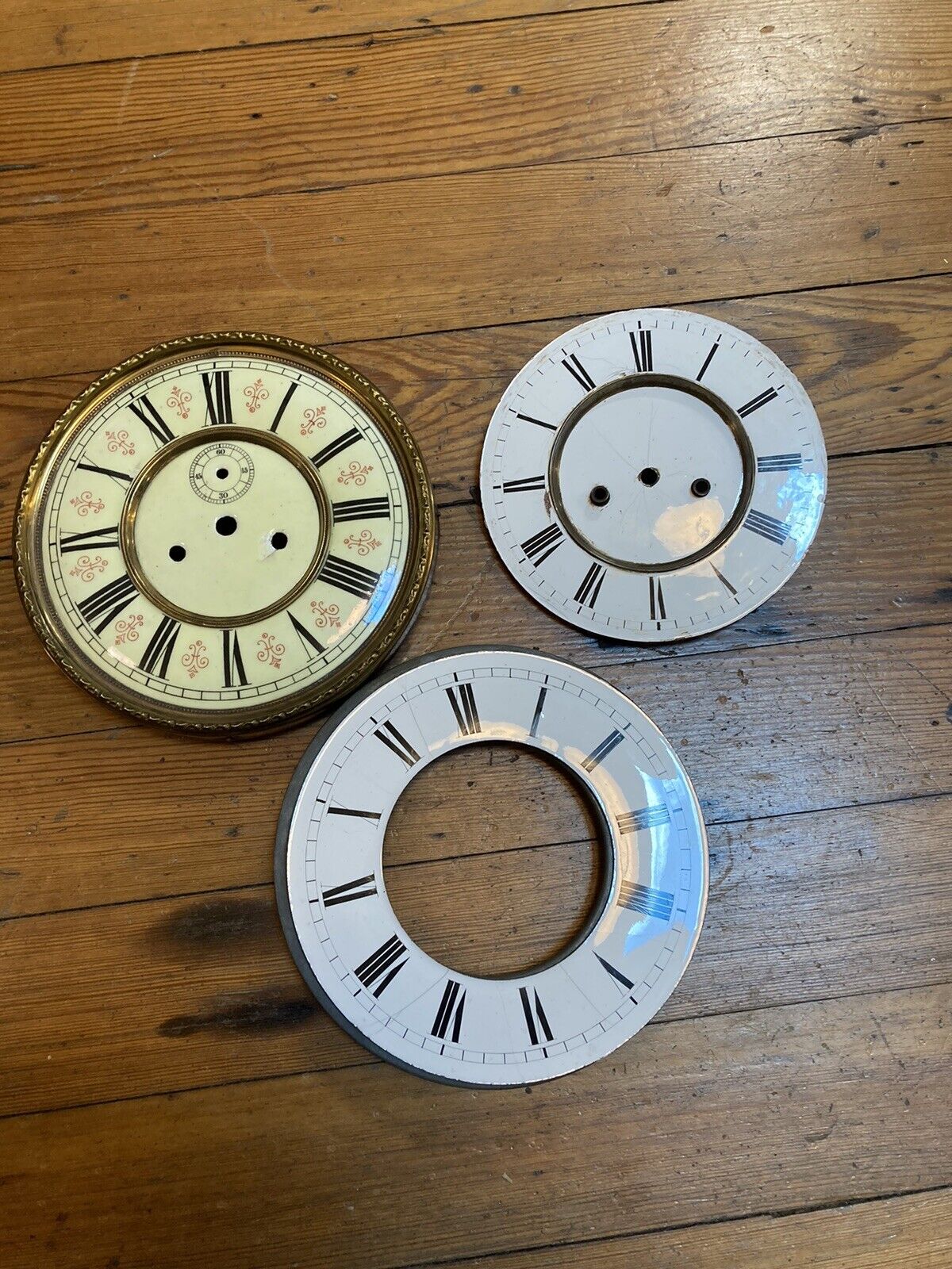 Lot Of Antique Austrian Vienna  Clock Dials Parts, Porcelain
