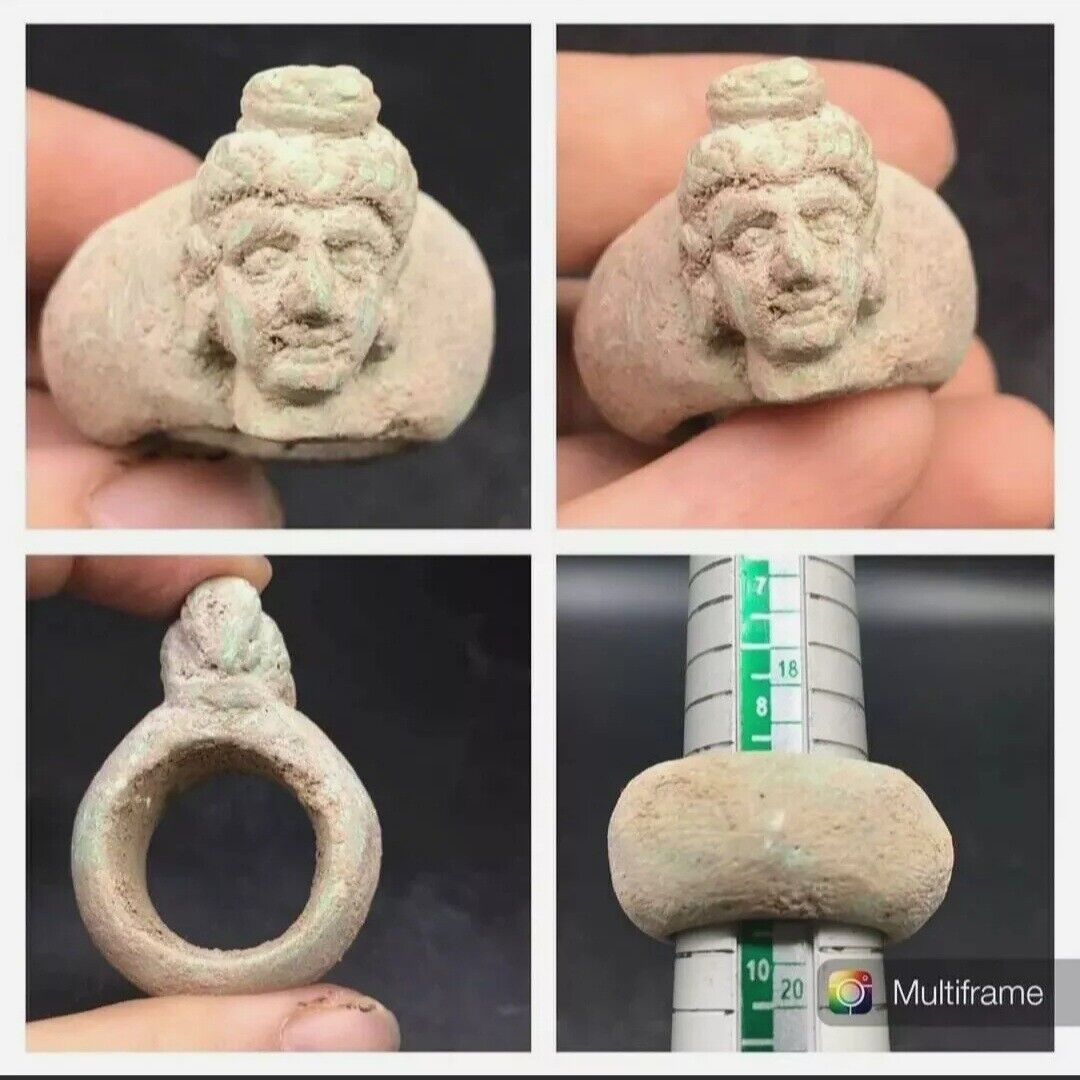 Ghandhara Art Rare Beautifull Antique Buddha Head Statue Stone Ring