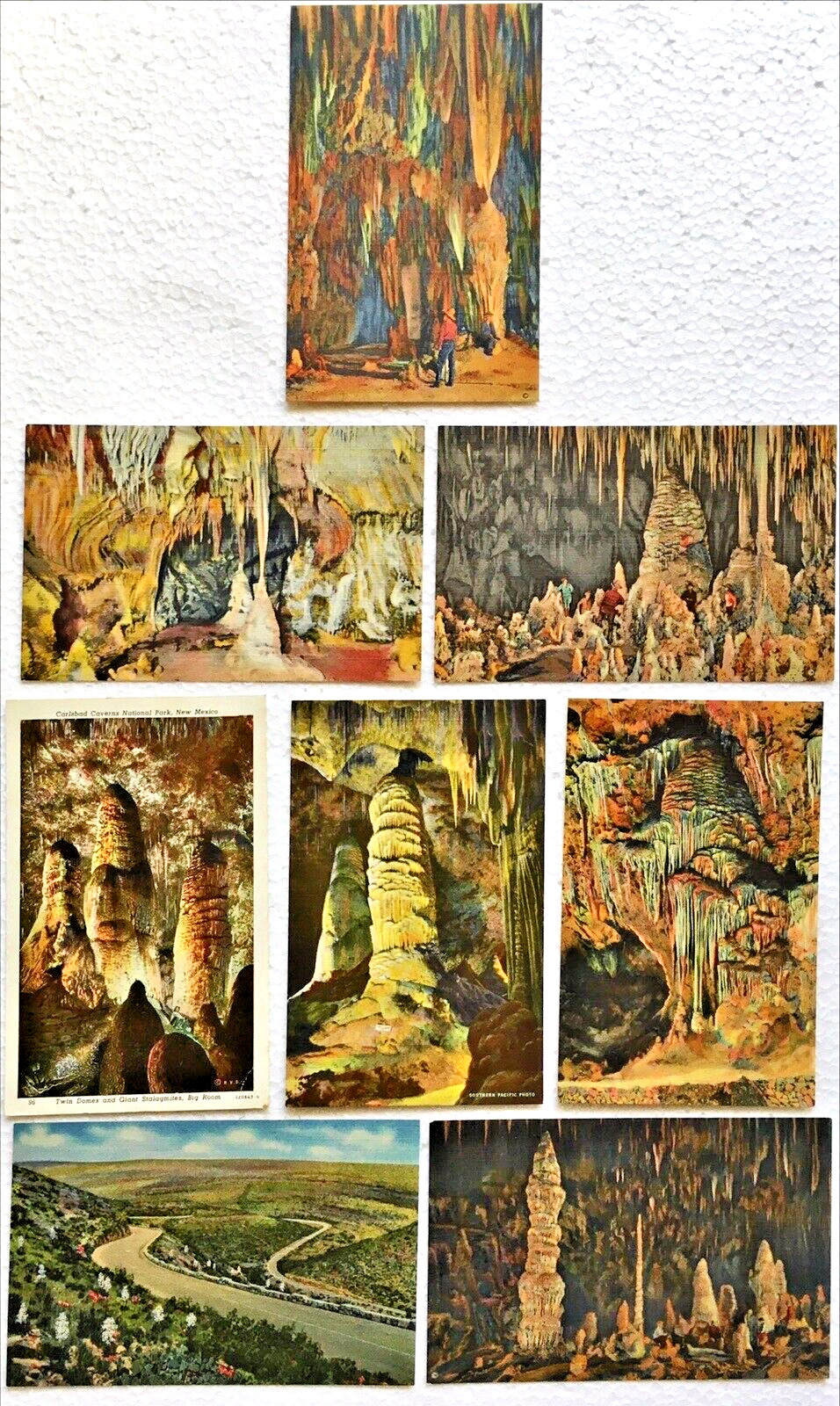 Postcard Lot 8 New Mexico Carlsbad Caverns Linen Era & White Border
