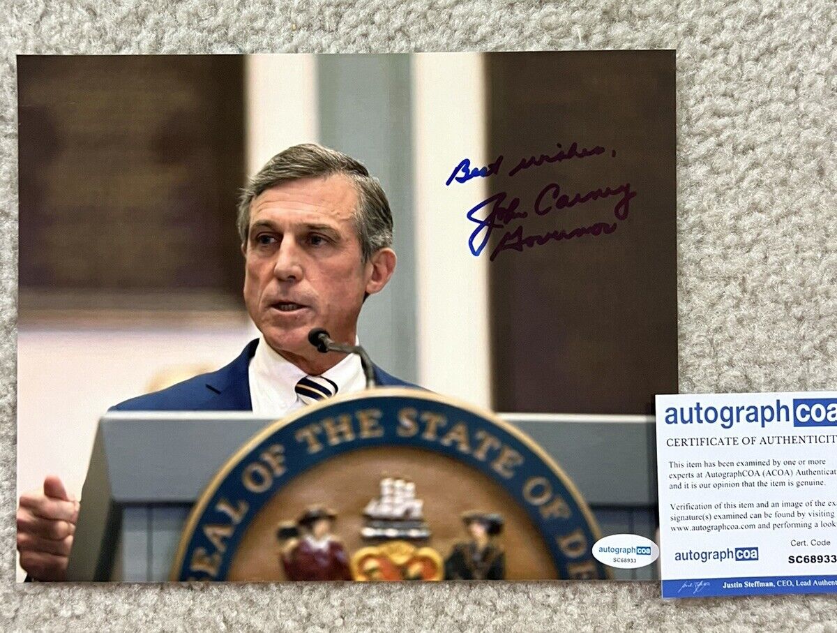Governor John Carney Signed Autographed 8x10  Photo Delaware Democrat ACOA