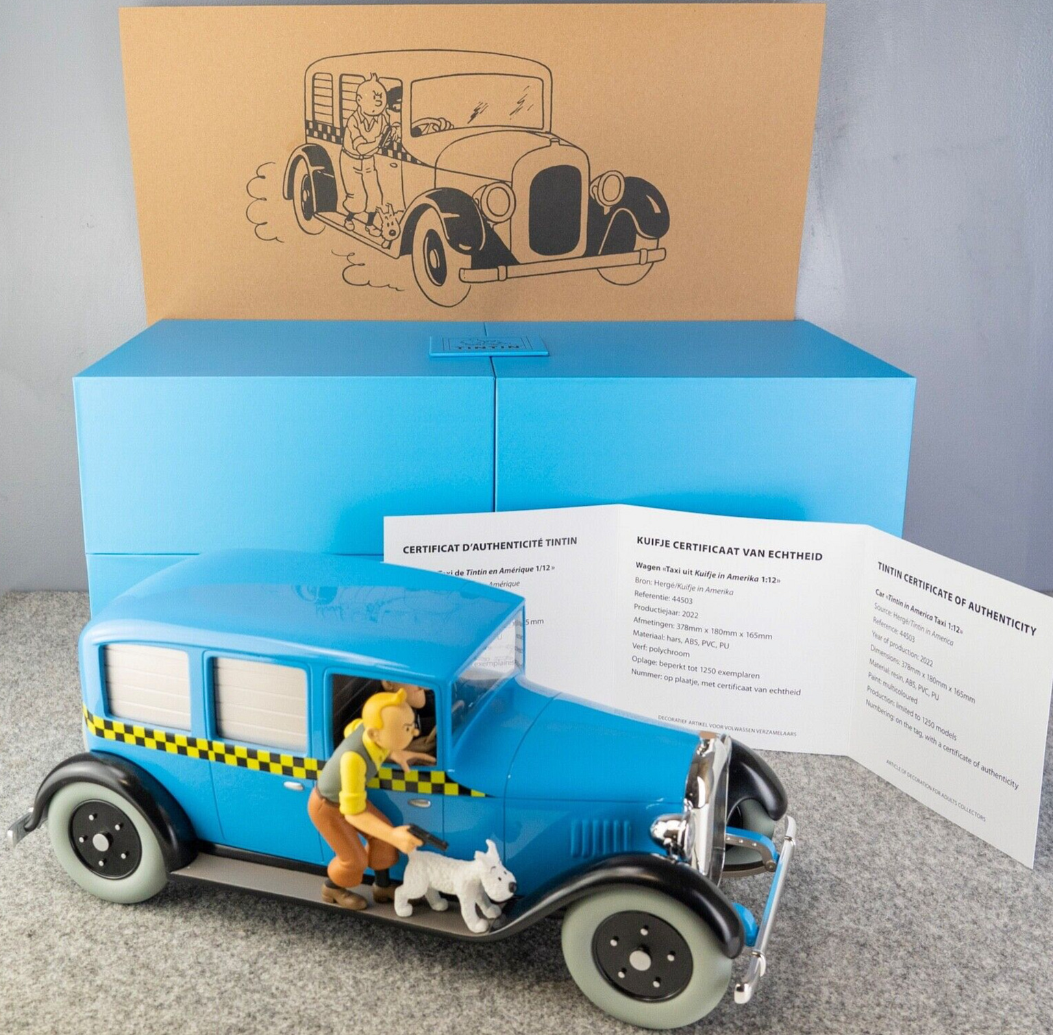 Statuette Moulinsart Tintin 44503 1/12 Scale Chequer Taxi: America Model Car