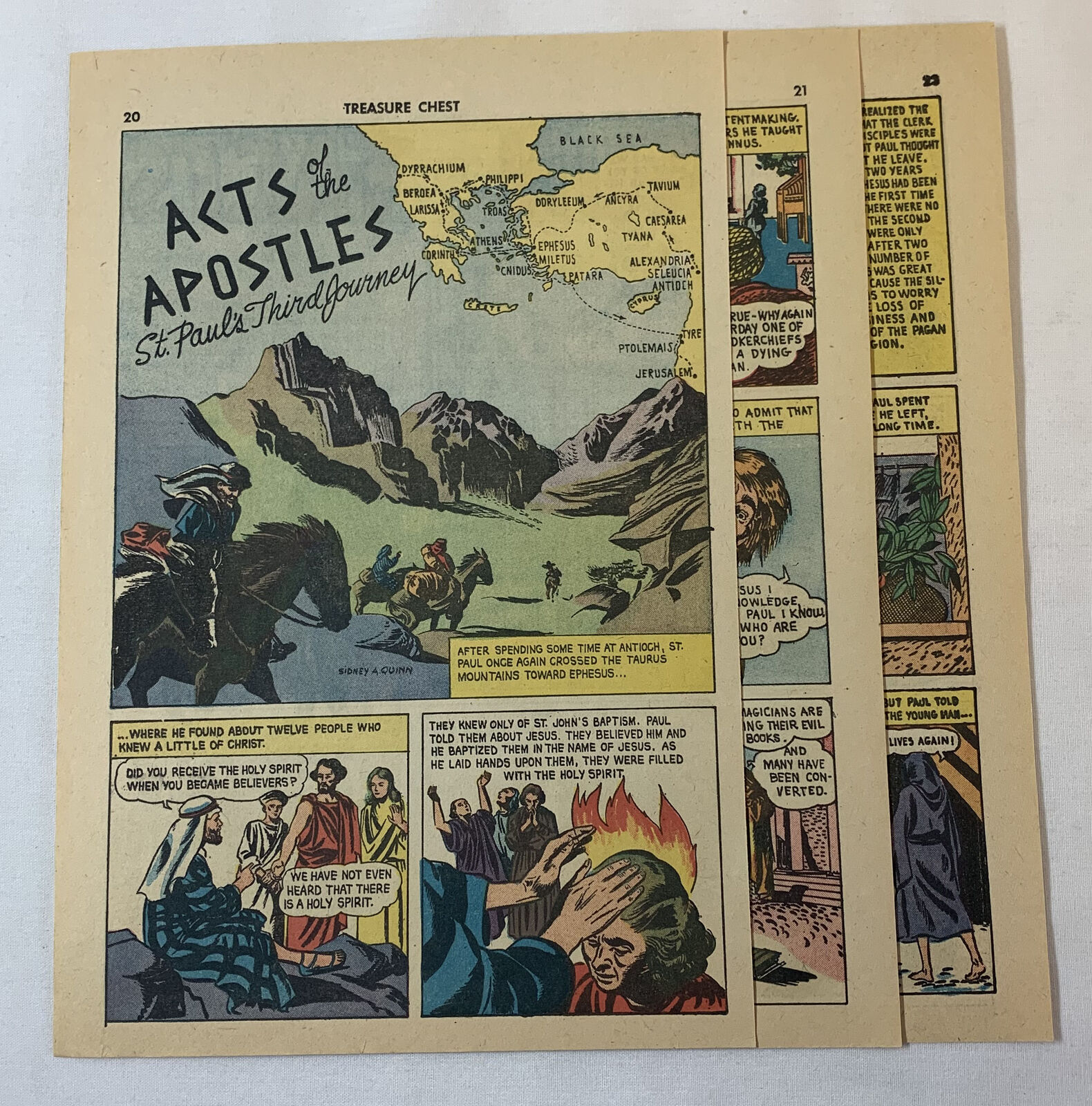 1959 five page cartoon story ~ ACTS OF THE APOSTLES St Paul's Third Journey