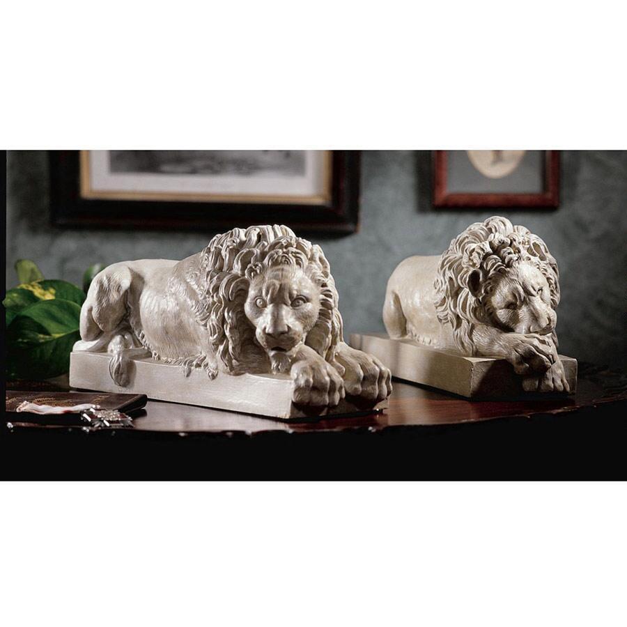 18th Century Vatican Lions Neoclassic Sculpted Replica Sentinel Lions Bookends