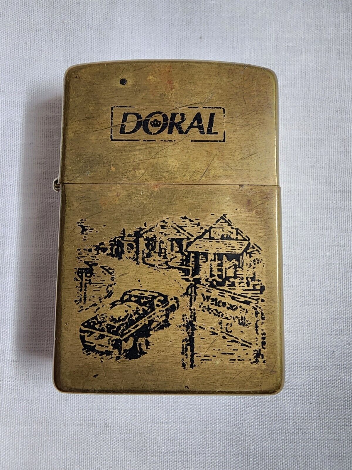Zippo 1996 Solid Brass Lighter Doral Welcome To Tobaccoville. RARE
