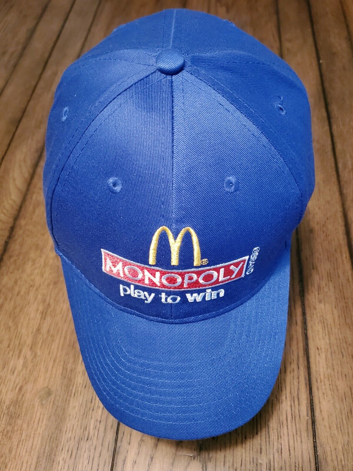 Monopoly Play Two Win Blue Vtg. Mcdonalds Hat 2012 - 100% Polyester Gamer Board