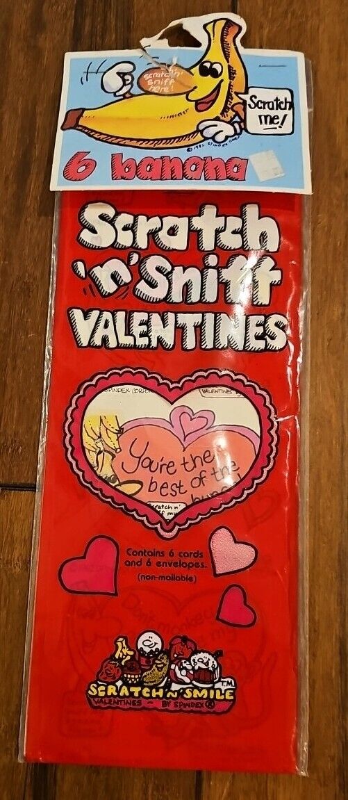 Vintage 80s Spindex Banana Scratch n Sniff Valentines Cards Valentines New Rare