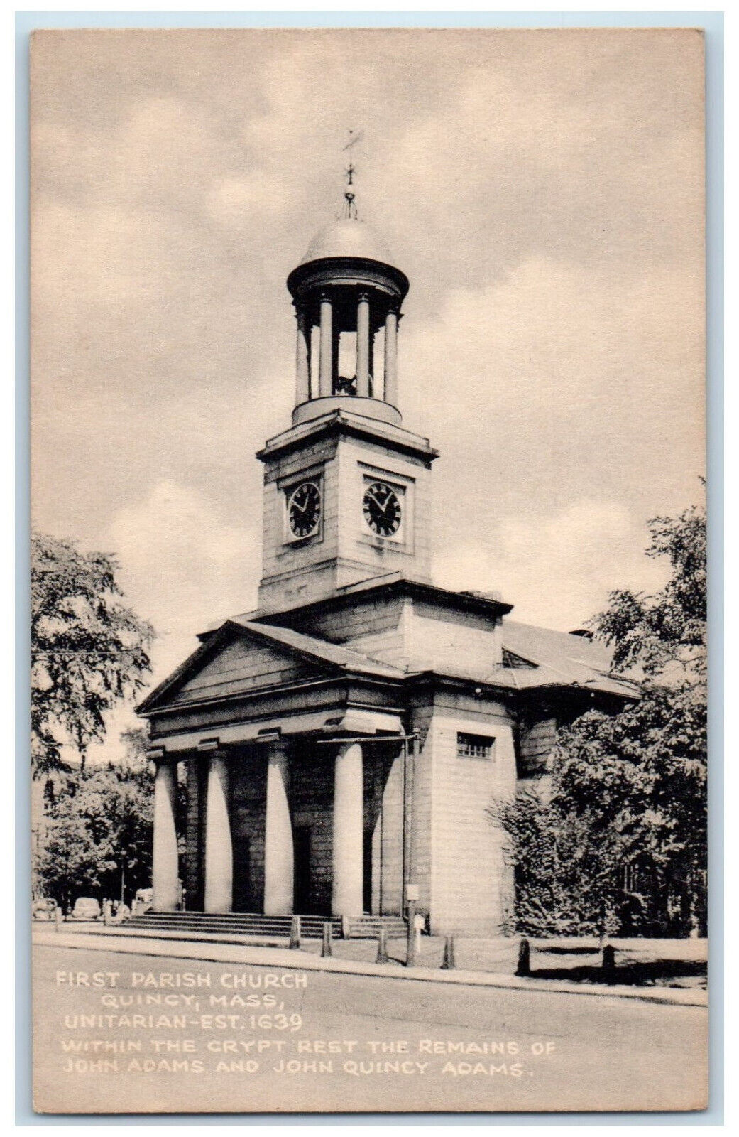 c1940's First Unitarian Parish Church Quincy Massachusetts MA Postcard