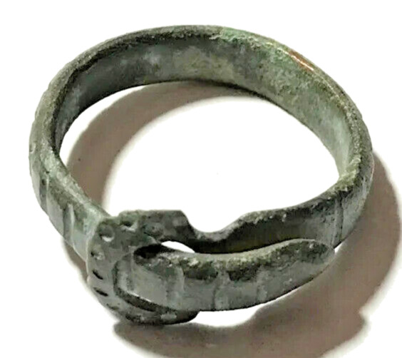 Ancient - Medieval Bronze Ring Belt with Buckle Size 11 Wearable