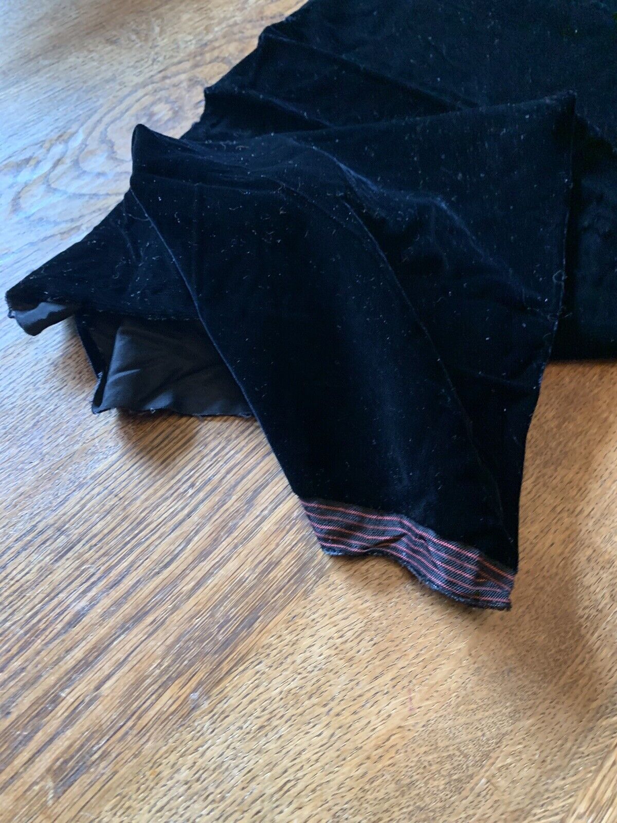 Vtg black velvet fabric 48”x 28”L needs a brushing light weight medium drape 