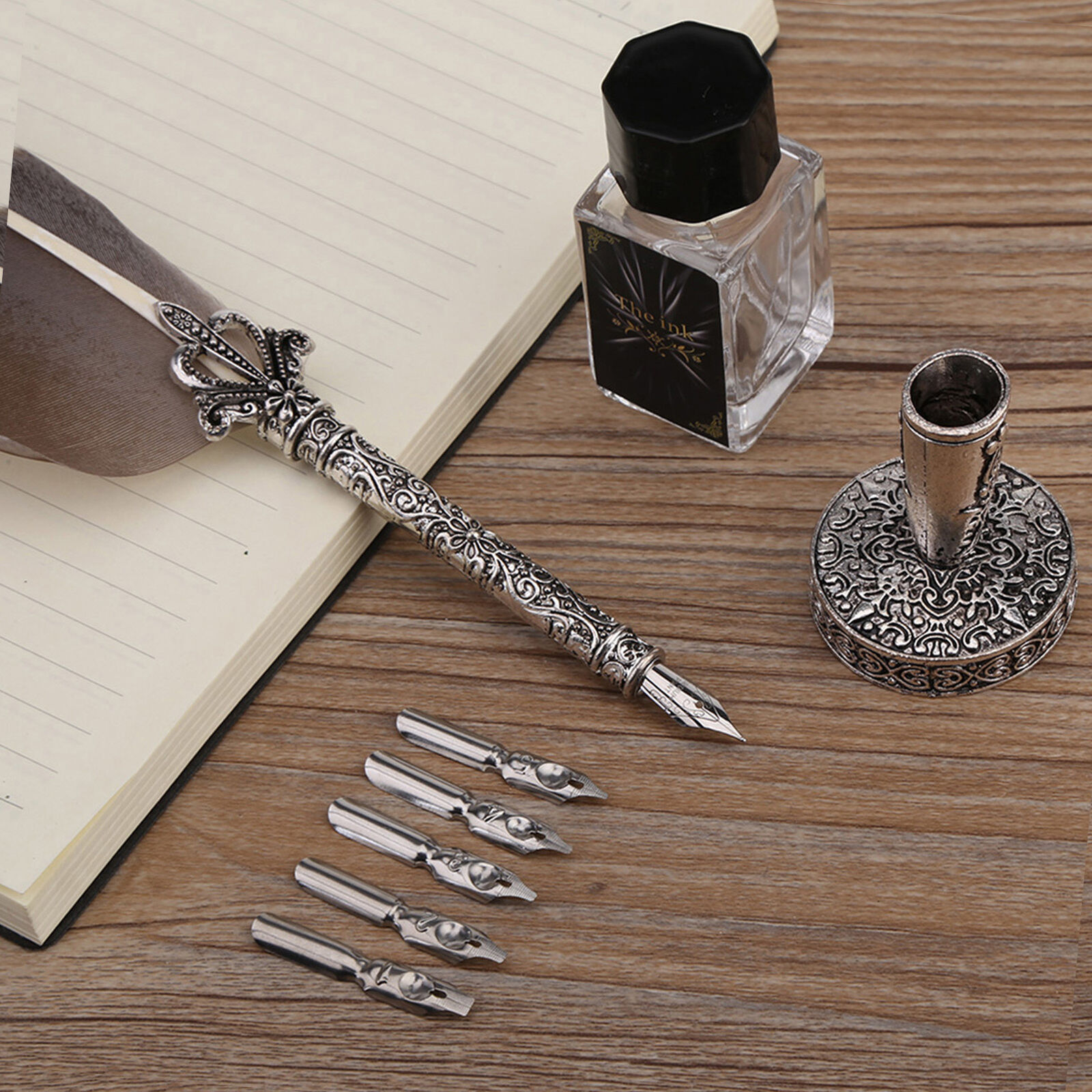  Quill Pen Set English Calligraphy Writing Ink Stationery Gift EUY