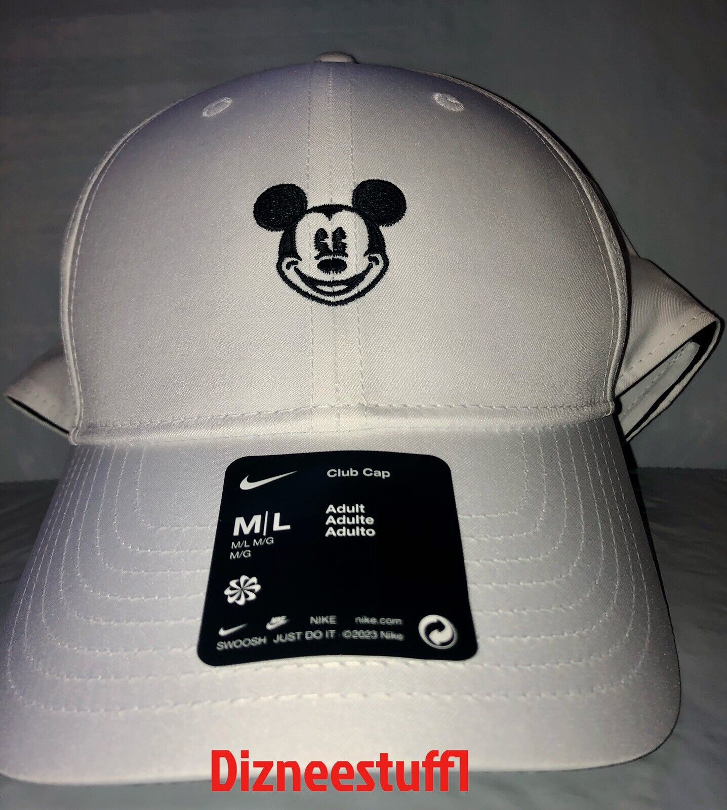 Disney Parks Nike Golf Mickey Dri-Fit  Adjustable White Baseball Hat Cap - NEW