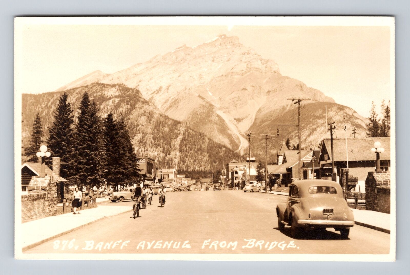 Banff AB-Alberta Canada RPPC, Scenic View Of Banff Avenue, Vintage Postcard