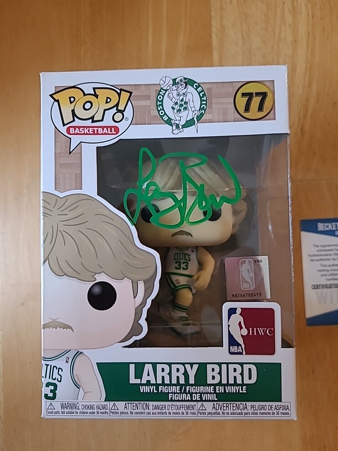 Larry Bird Autographed Signed Funko Pop 77 NBA Certified Auto Beckett COA