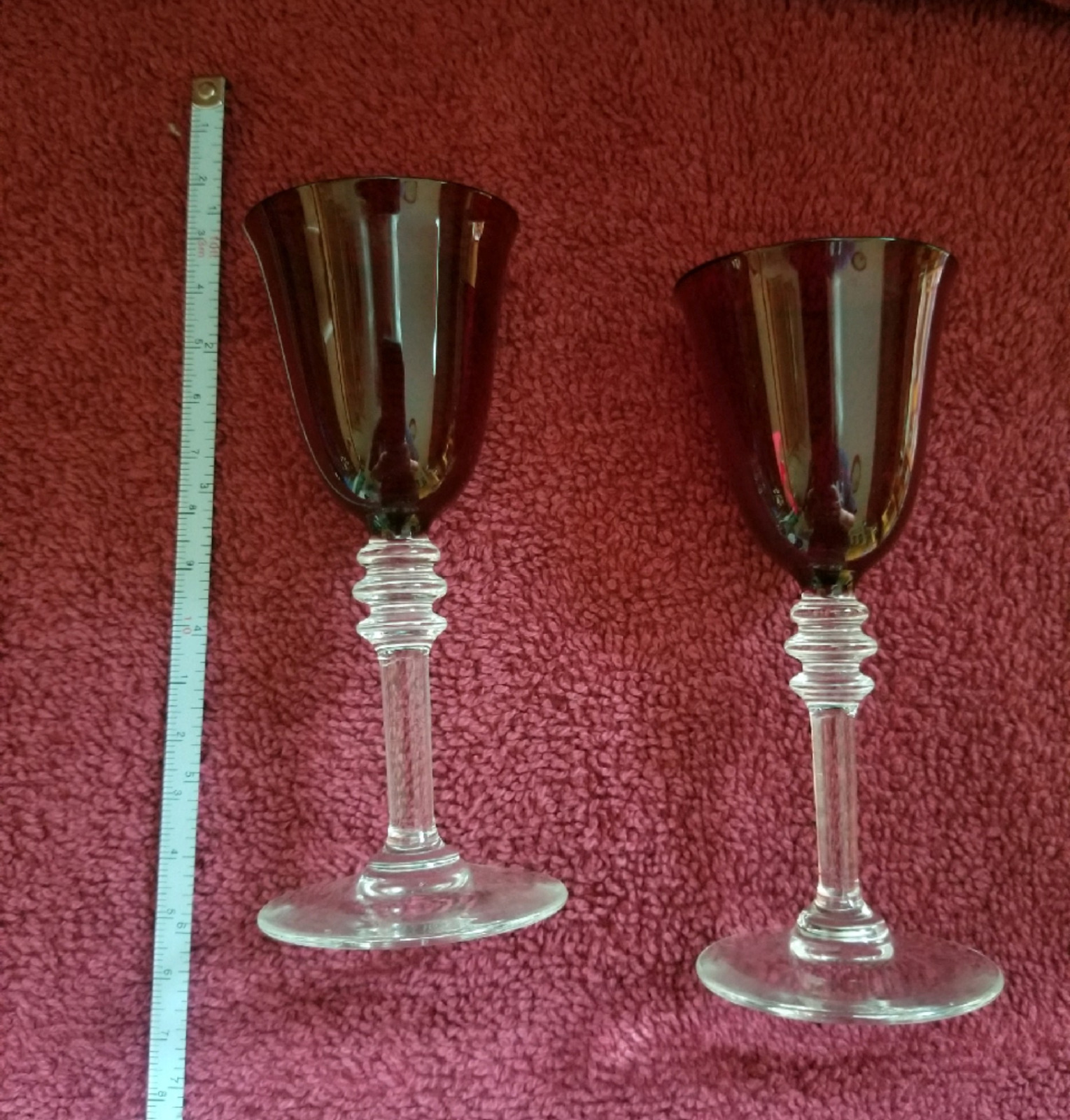 Set of 2 Deep Red  Sherry Glasses 3oz.
