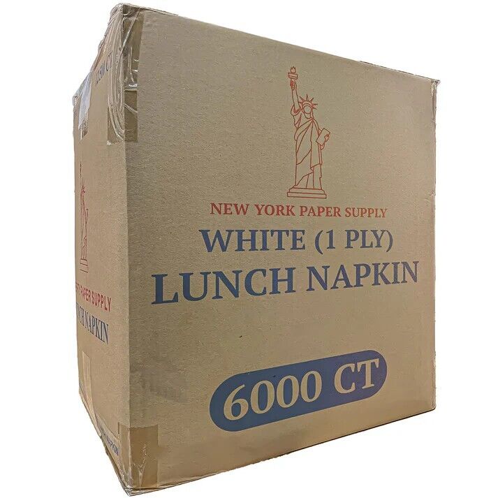 Wholesale 6000 White 1 PLY Lunch Napkins Disposable Paper Party Supplies 1 Case