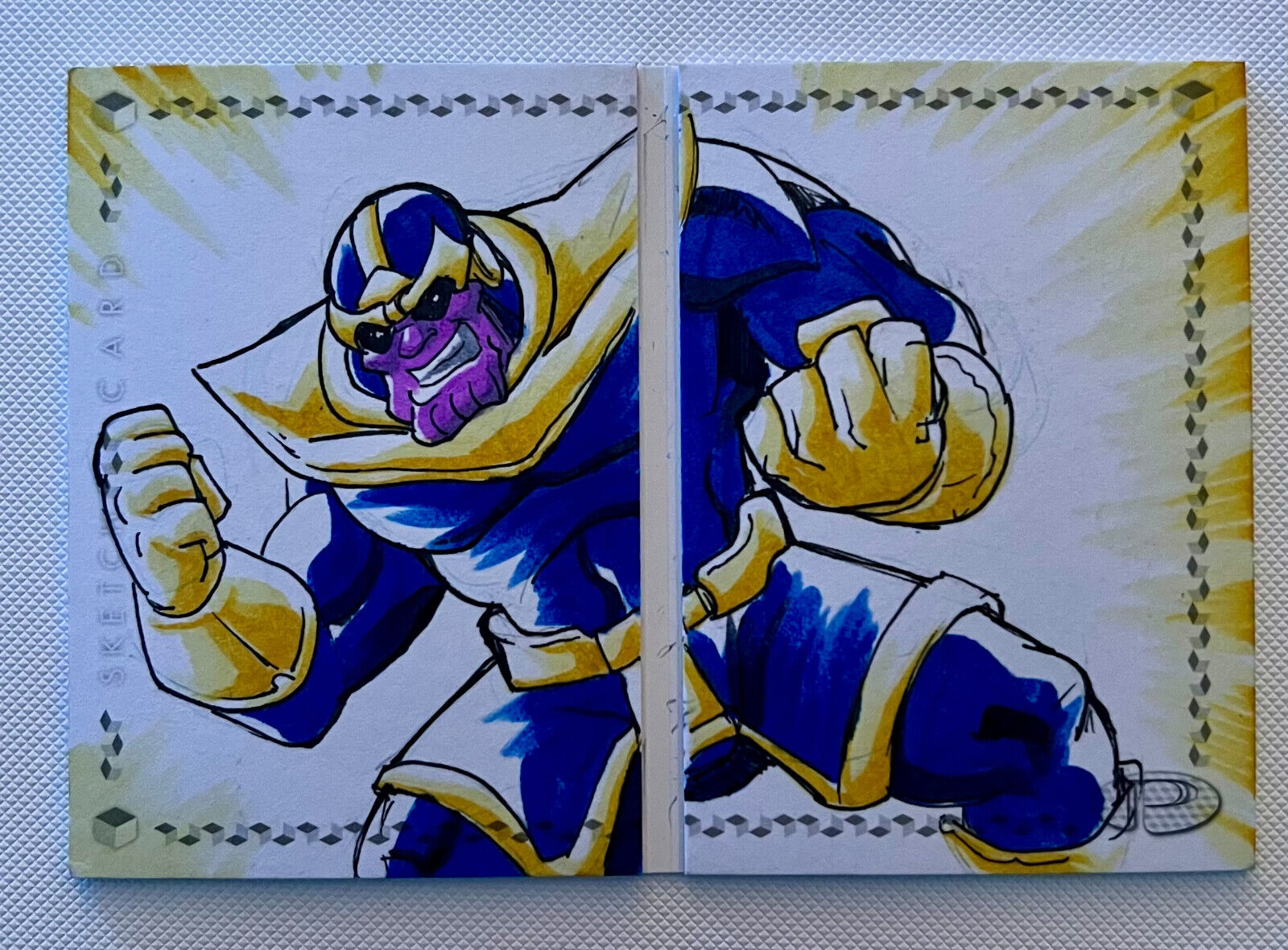 2017 Upper Deck Marvel Premier Dual Panel Sketch Booklet Thanos by Emanuel BRAGA