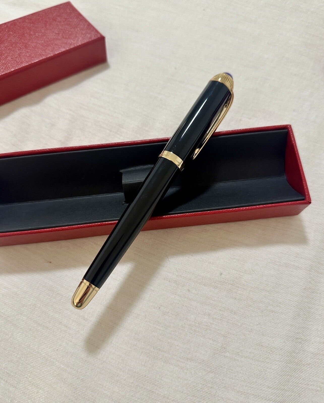 Cartier Executive Ballpoint Pen Black Gold AD VIP Gift w/ Service Pouch