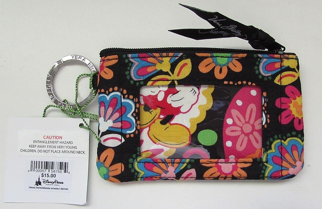 Vera Bradley NWT  Zip ID~Disney Parks/Mickeys Head on Flowers~Black Background