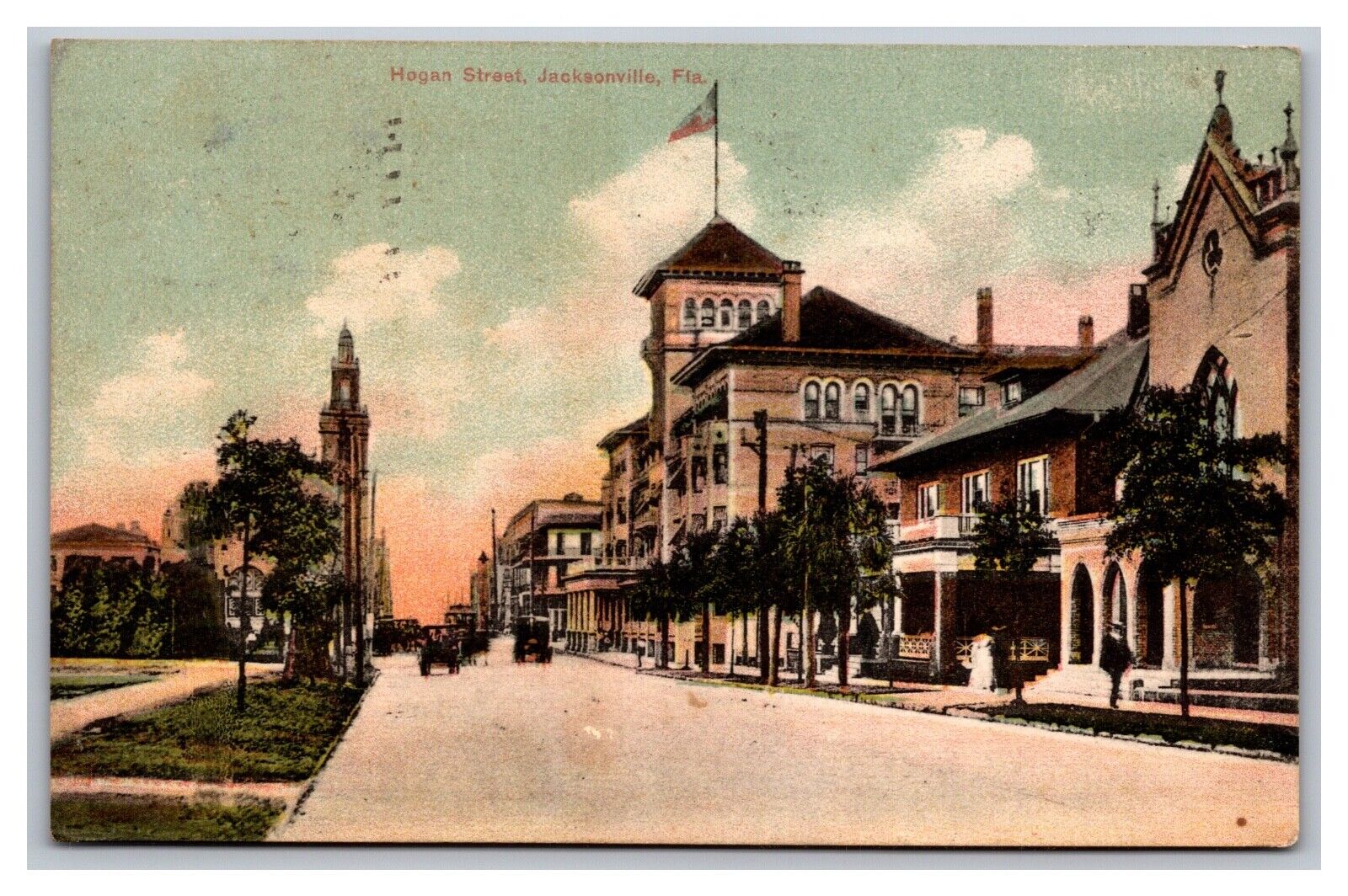 Jacksonville FL Florida Hogan Street View Divided Back Postcard Posted 1908