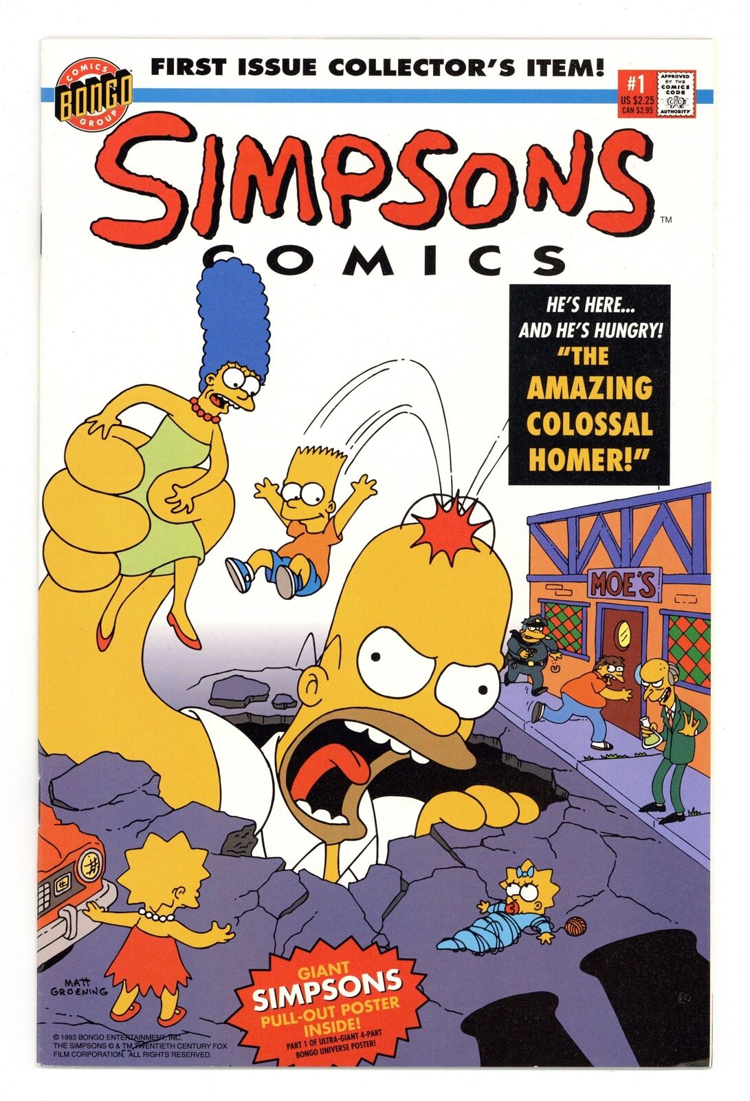 Simpsons Comics 1A Direct Poster Included FN/VF 7.0 1993