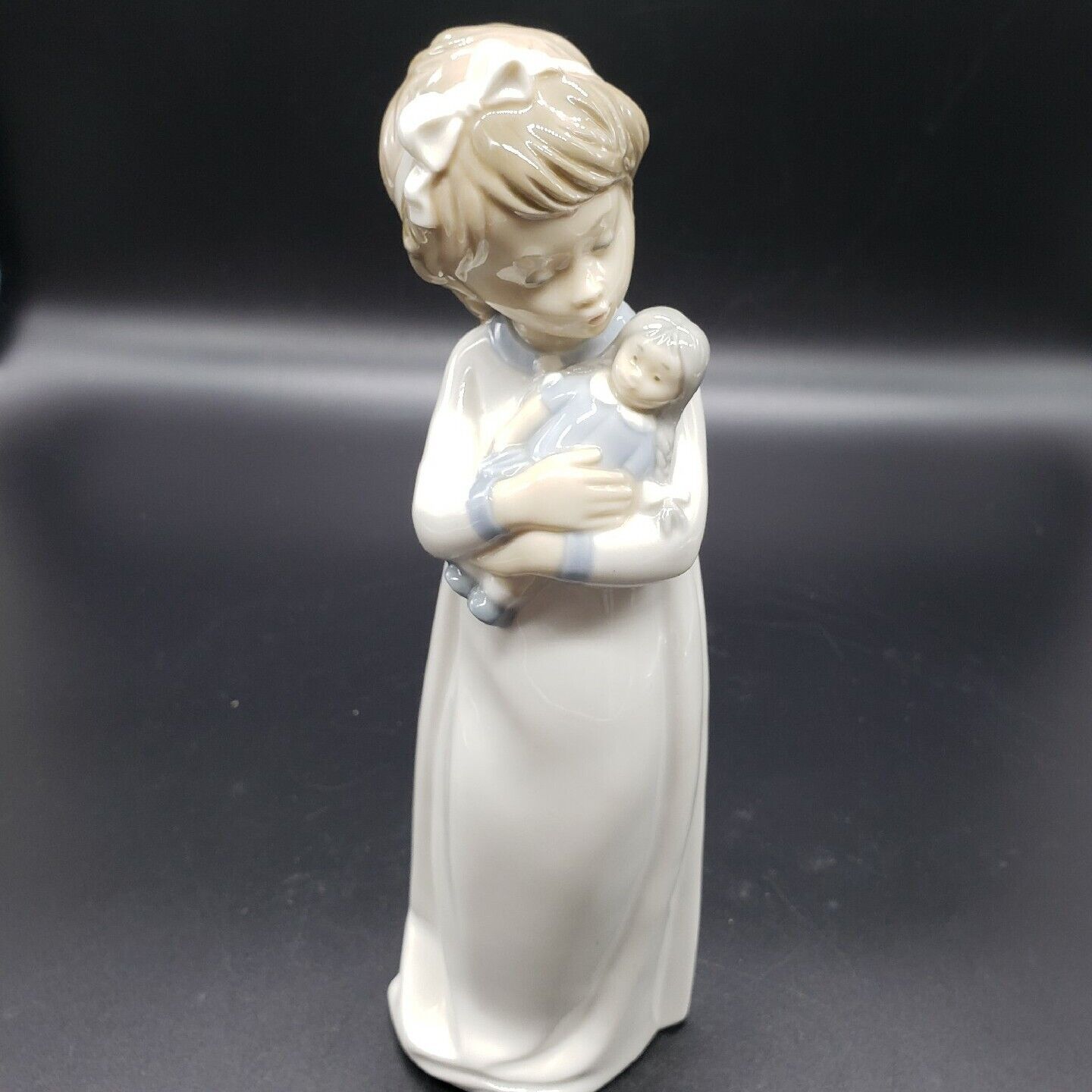 Zaphir Porcelain Figurine Young Girl With Doll Made in Spain 9.5\