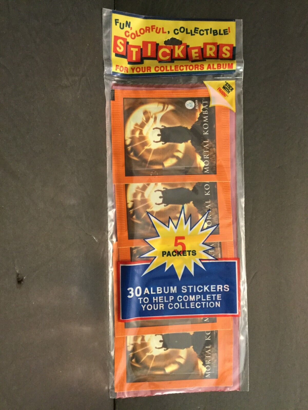 1995 Baio Mortal Kombat Album Stickers 5-Pack Rack (30 Stickers) Sku101
