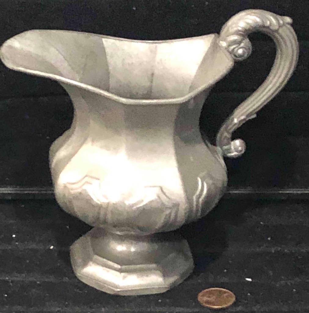 Antique Pewter Footed Creamer, DIXON & SON, England, c. 19th Century