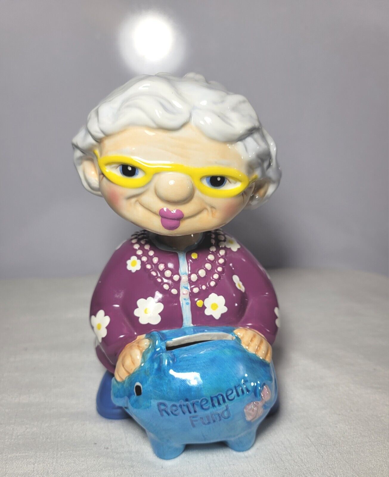 Art for Art Inc. Beautiful Ceramic Grandama  Retirement fund Piggy bank...