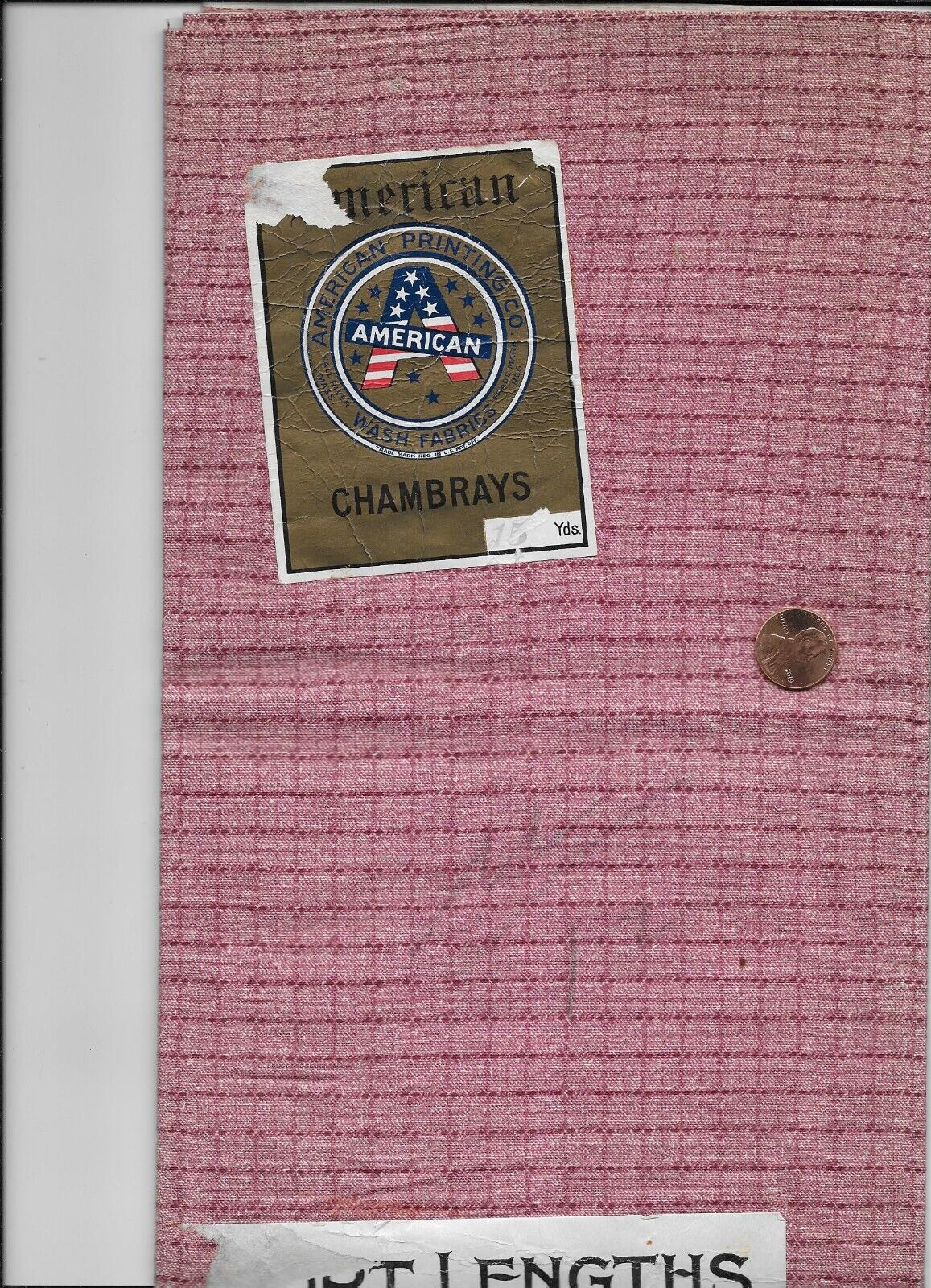 Antique 1870\'s Cinnamin Pink Check Fabric