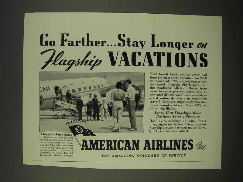 1938 American Airlines Ad - Flagship Vacations