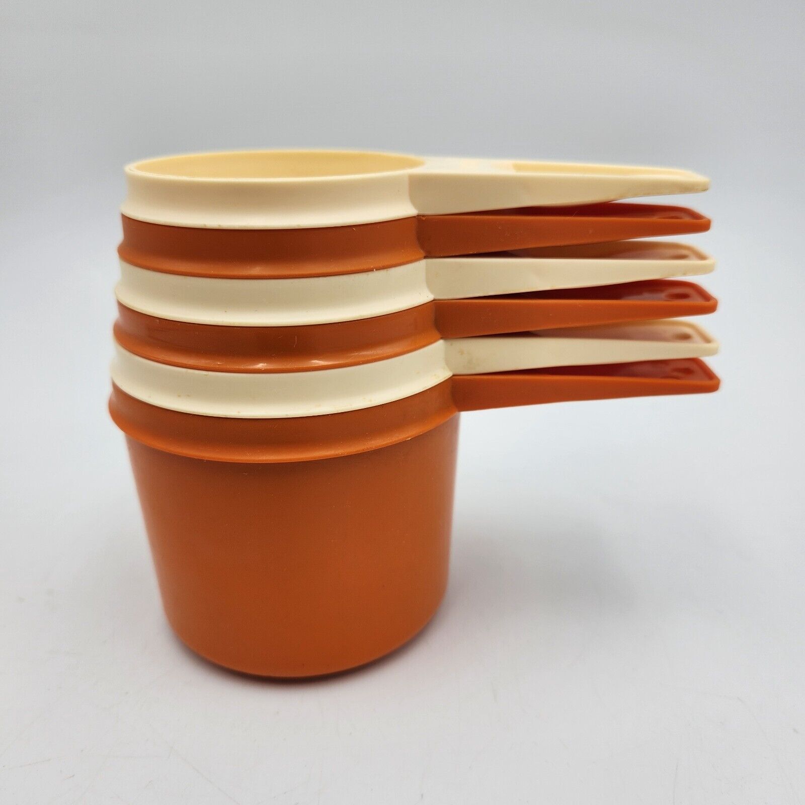 Vintage Tupperware Nesting Measuring Cups Set Of 6 Mixed Orange Cream Colors