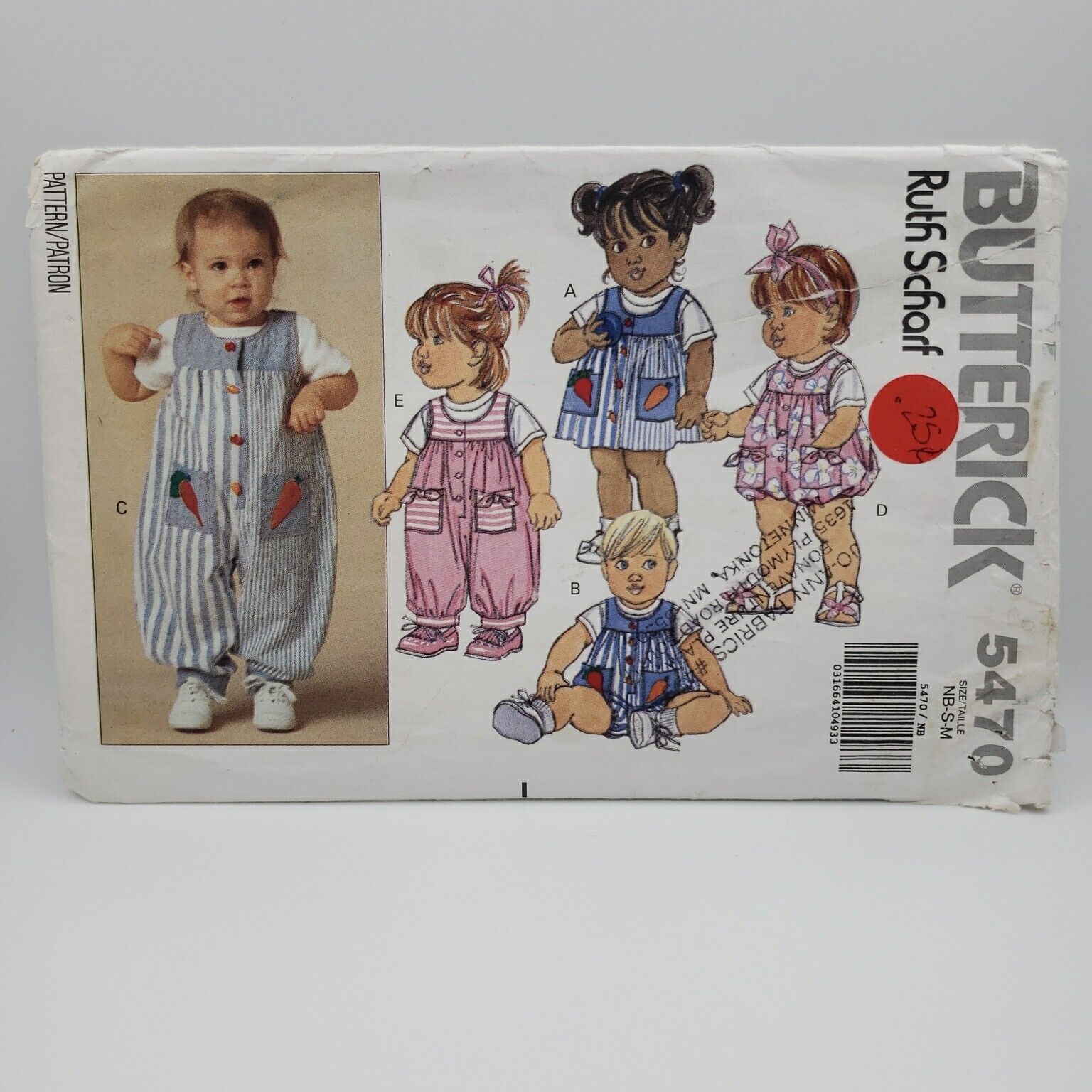 Butterick 5470 Toddler Jumper Romper Jumpsuit Sewing Pattern Size NB-M Uncut