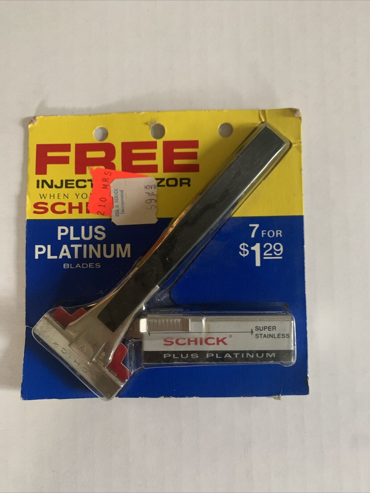 New NOS Vintage Old Stock Schick Injector Razor w/ 7 Plus Platinum Blades 1970\'s