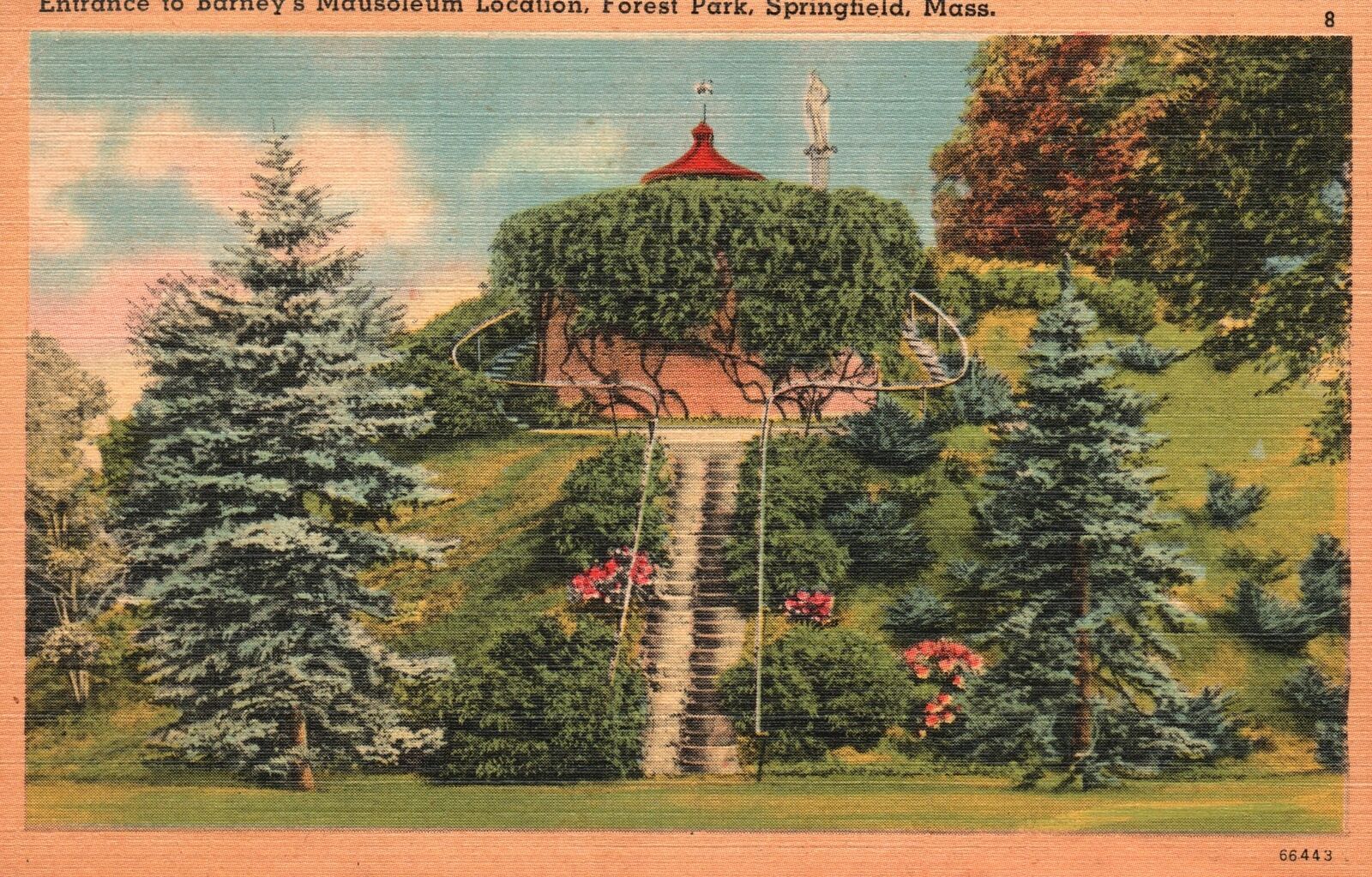 Springfield MA-Massachusetts, Entrance Barney\'s Mausoleum Forest Park Postcard