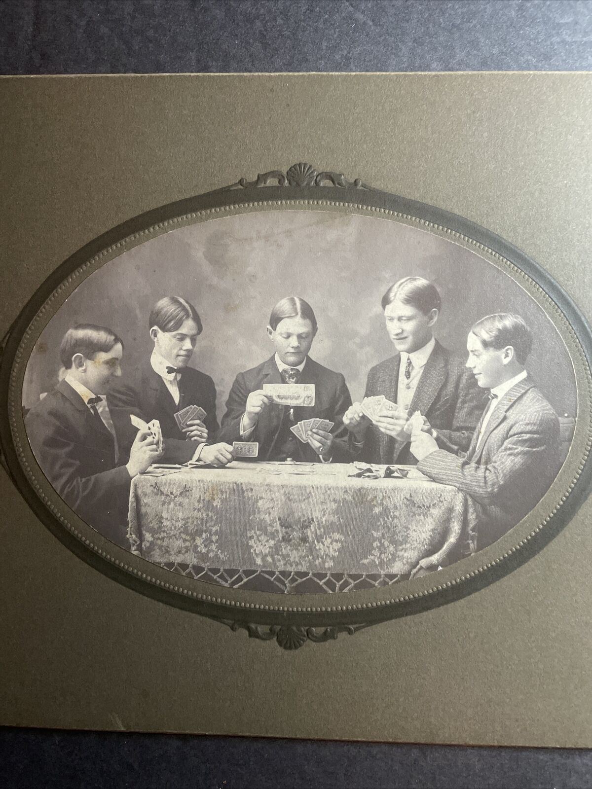 Cabinet Photo Of Men Playing Poker, Gambler Occupational
