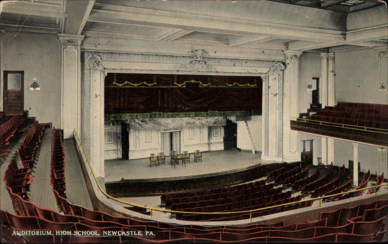 Newcastle Pennsylvania PA High School Auditorium c1910 Vintage Postcard