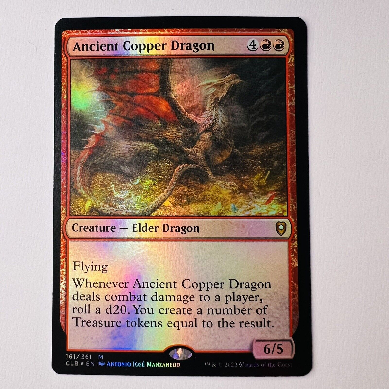 Magic The Gathering Mtg Ancient Copper Dragon Foil  Baldur's Gate Excellent