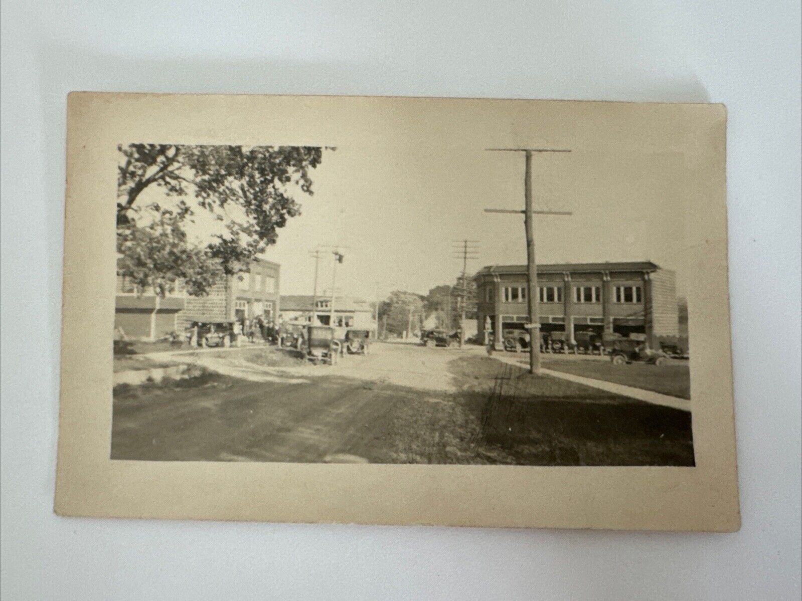 RPPC Street Scene Town Automobiles Stores Cars New York State - Real Photo