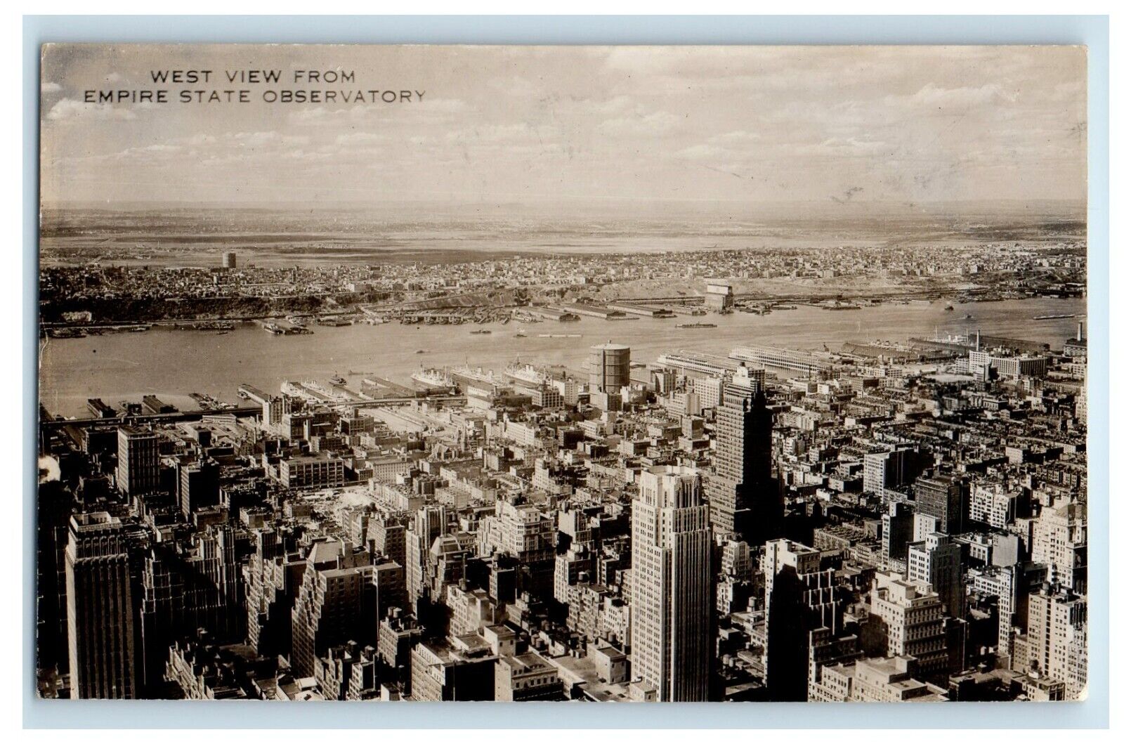 c1910's West View From Empire State Observatory New York NY RPPC Photo Postcard