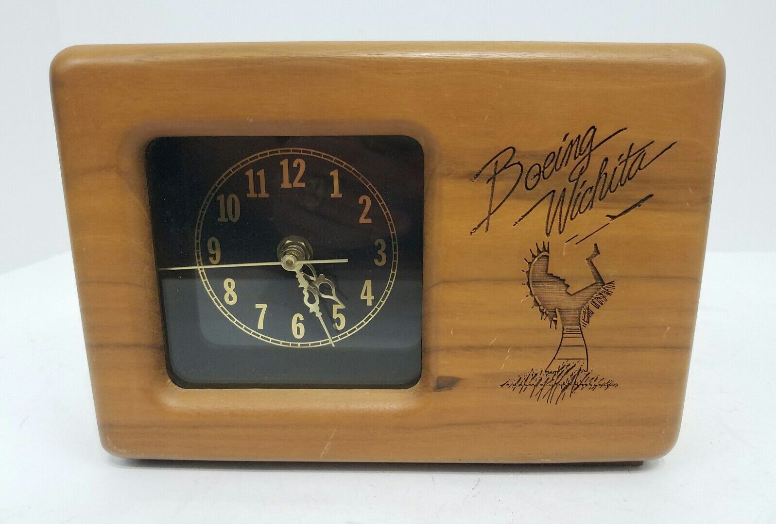 Wooden Boeing Wichita Clock Vintage Aerospace Planes