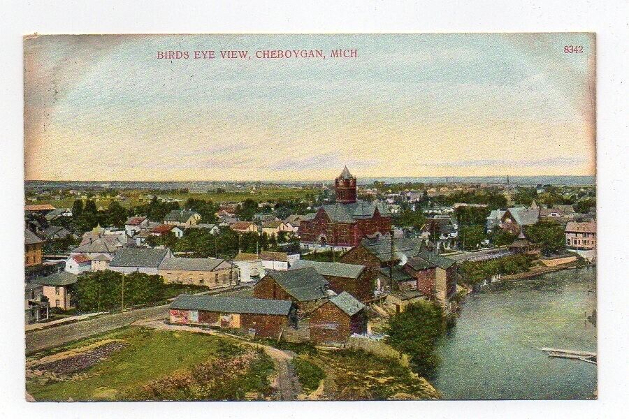 DB Postcard, Bird's Eye View, Cheboygan, Mich.