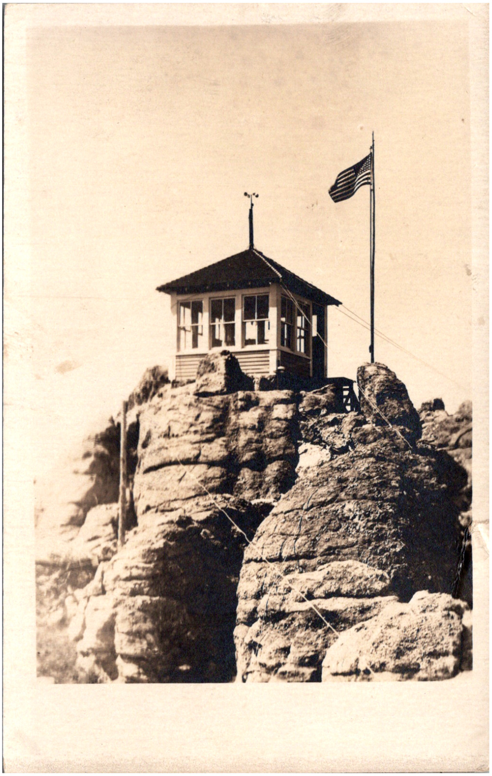 Harney Peak Lookout Tower in National Forest South Dakota 1920s RPPC Postcard
