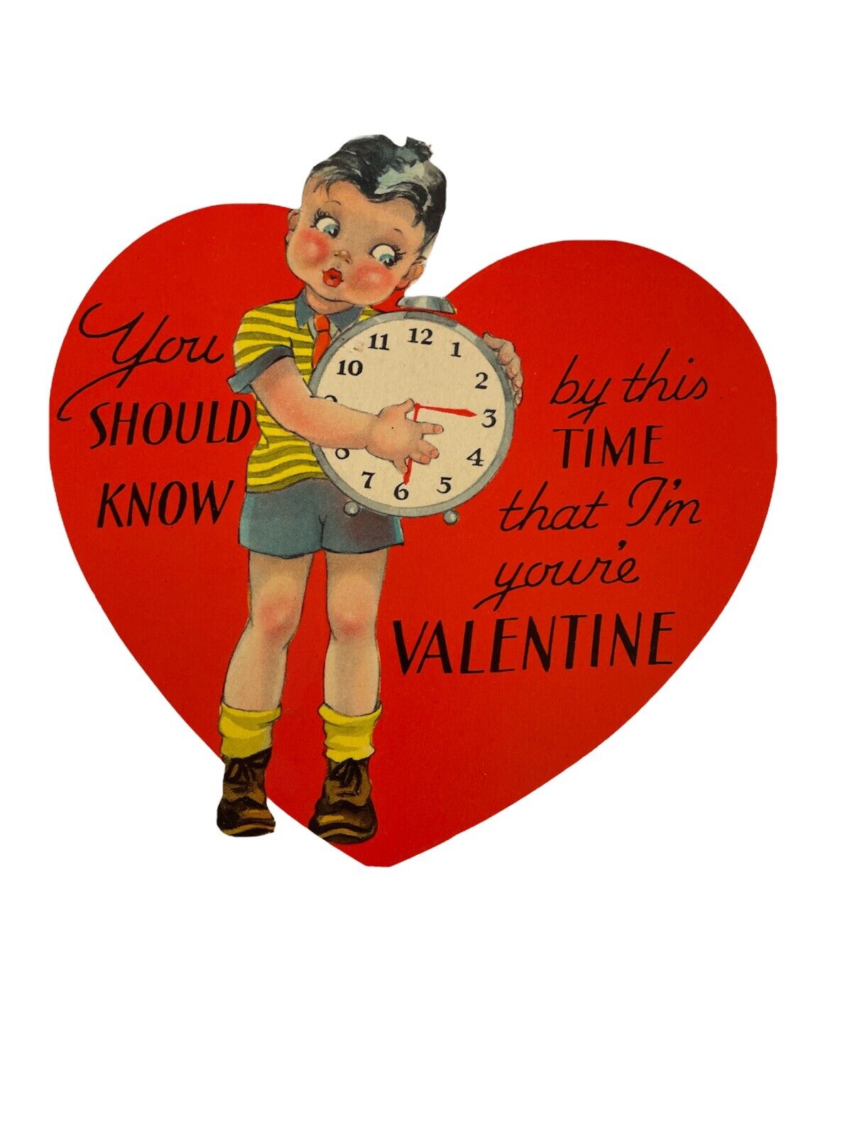 Vintage Valentine Boy Alarm Clock Carrington \
