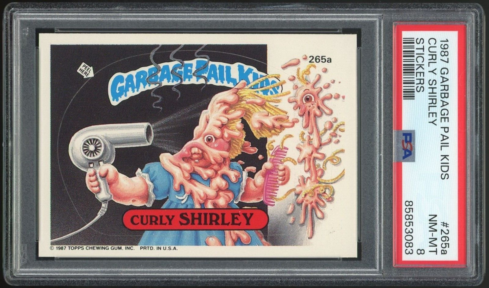 1987 Topps Garbage Pail Kids 7th Series #265a Curly Shirley PSA 8 NM-MINT Os7