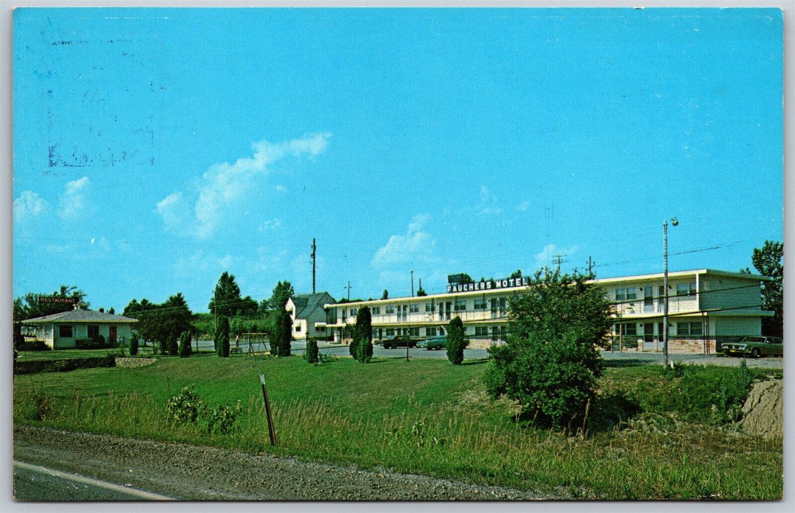 Vtg Angola Indiana IN Faucher\'s Motel & Restaurant 1970s View Old Postcard