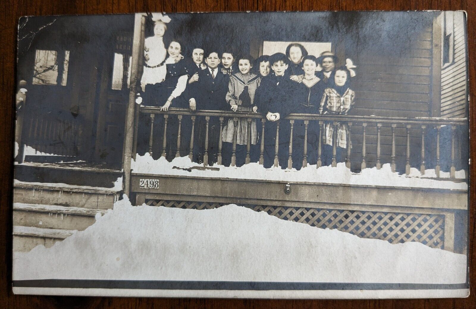 Rare Vintage RPPC Real Photo Postcard Unused 1900s Children Posing On Porch K21